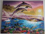 Картина на подрамнике "Дельфины" (холст, акрил) 