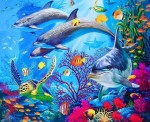 Картина по номерам "Дельфины под водой" (40x50см)                                                                     