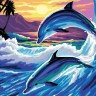 Картина по номерам "Дельфины" (30x40см)                                                                      