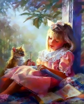 Картина по номерам "Девочка с котенком" (40x50см)                                