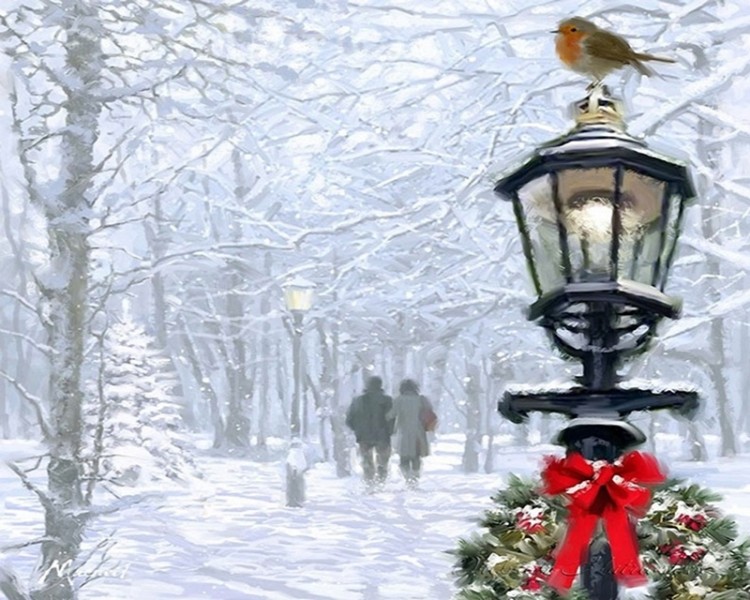 Картина по номерам "Прогулка в зимнем парке" (40x50см)  