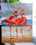 Картина на подрамнике "Розовые фламинго у моря" (холст, акрил)