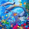 Картина по номерам "Дельфины под водой" (40x50см)                                                                     