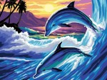 Картина по номерам "Дельфины" (30x40см)                                                                      